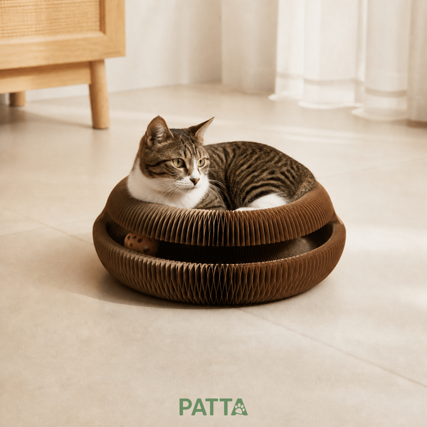 Arranhador Ajustável em Papelão com Bola para Gatos