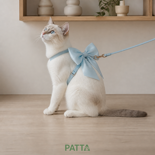Peitoral Ajustável com Laço e Guia para Gatos