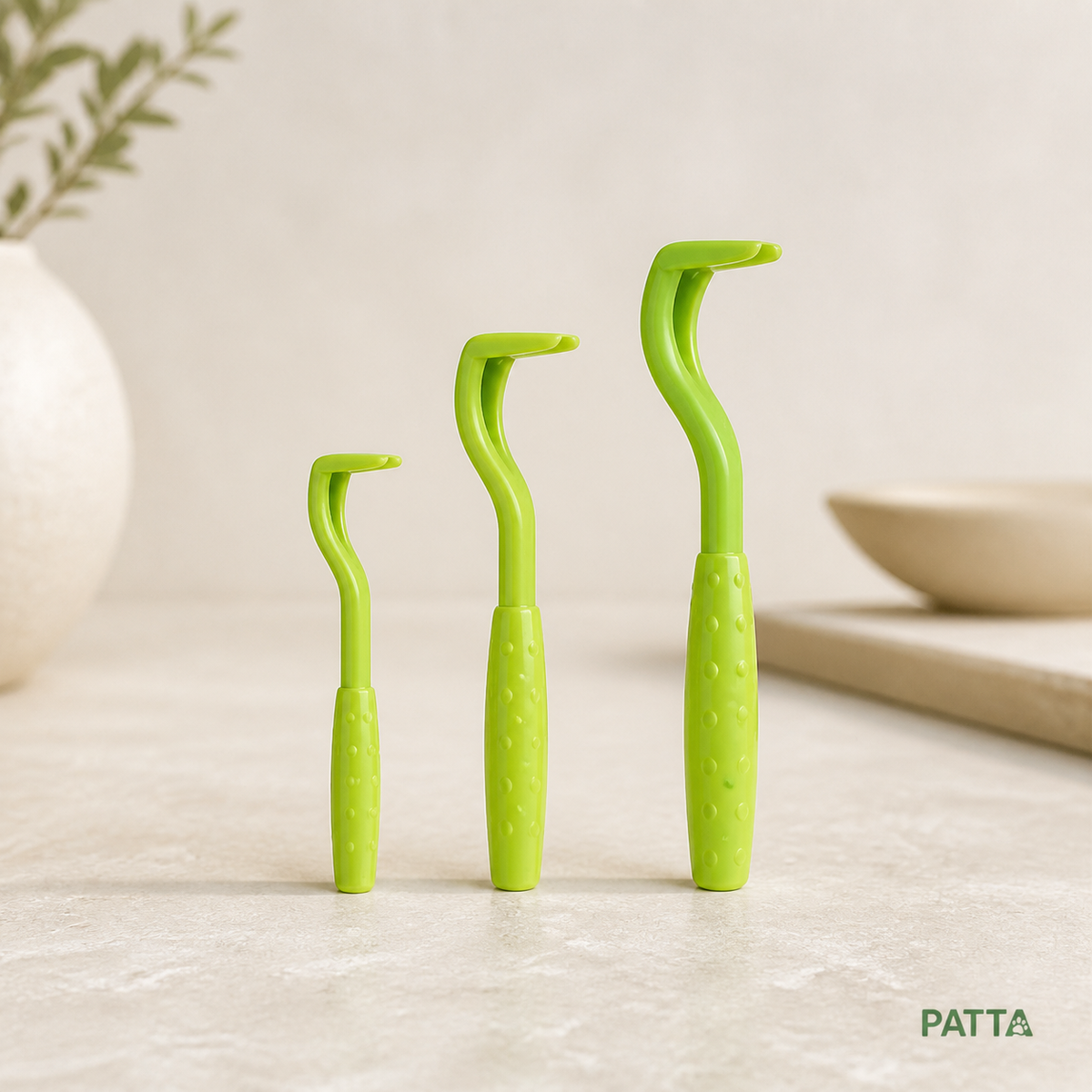 Kit de 3 ganchos removedores de carrapatos verdes PATTA