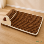 Cama acolchoada marrom com apoio lateral para cães - PATTA