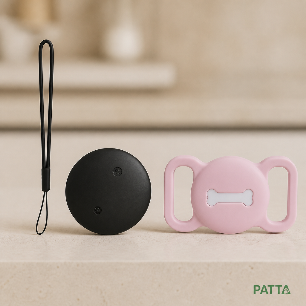 Rastreador Google Find My com suporte rosa e detalhe de osso - PATTA