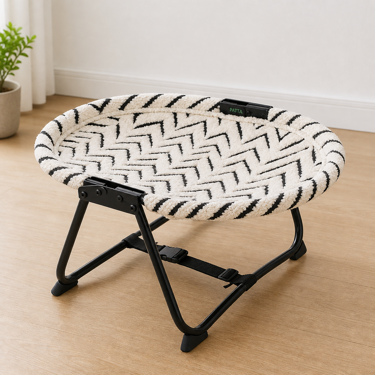 Cama elevada PATTA branca com estampa preta
