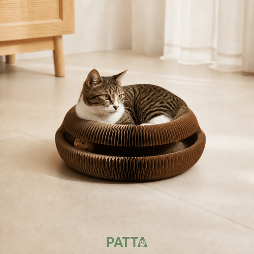 Arranhador Ajustável em Papelão com Bola para Gatos