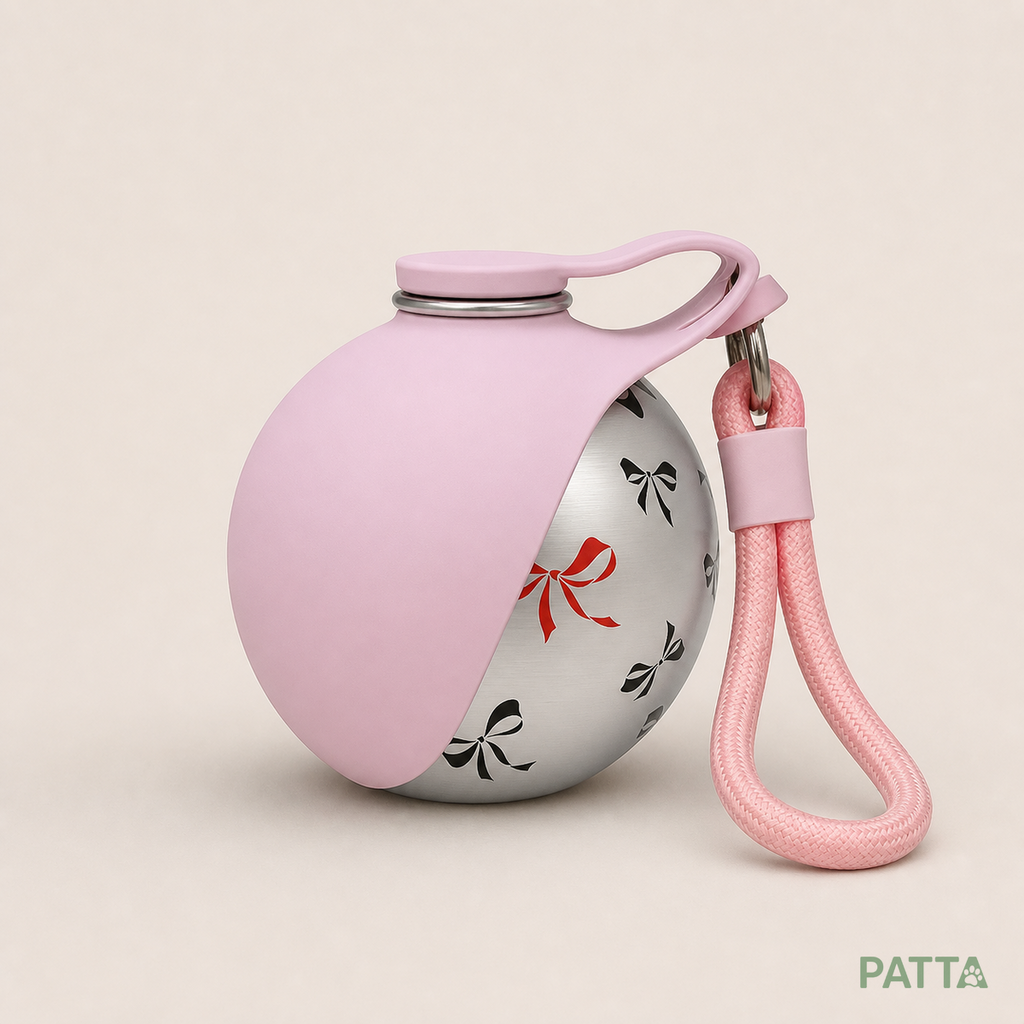 Garrafa-Bebedouro rosa com estampa de laços