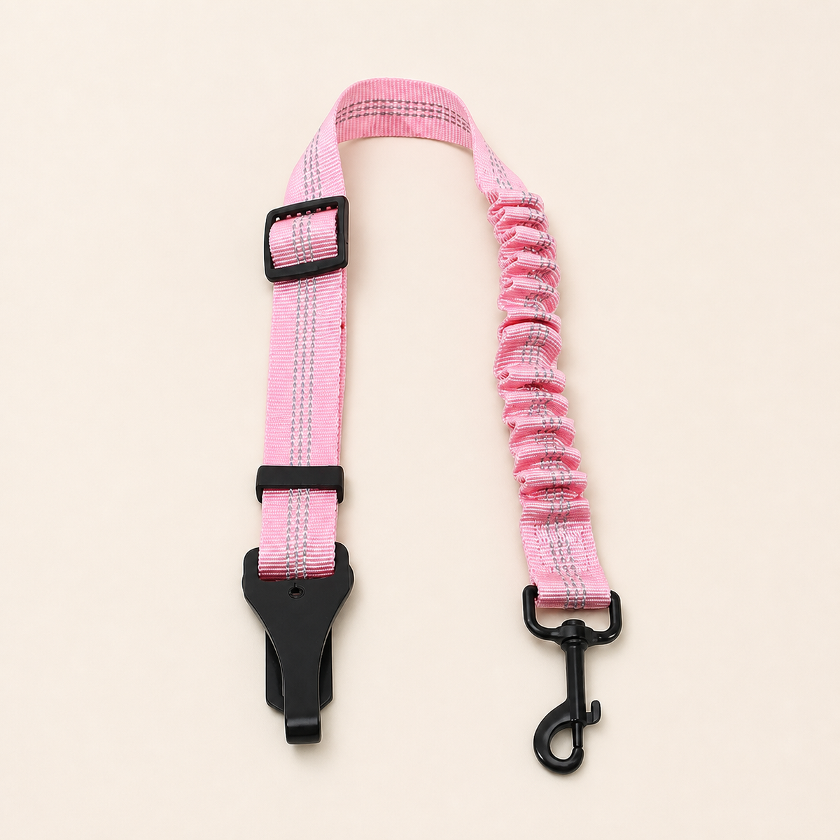 Cinto de segurança ajustável rosa para cães no carro