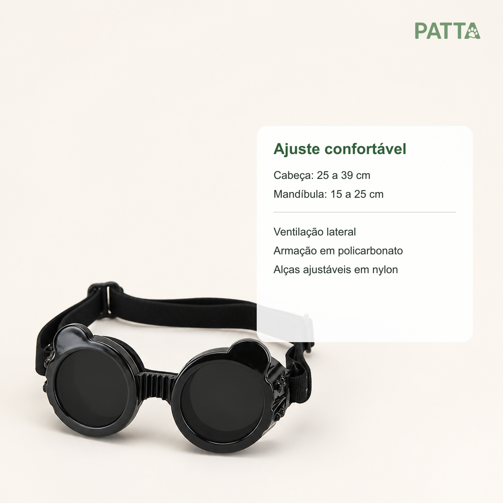 Óculos de Proteção UV com Ventilação e Alças Ajustáveis para Pets