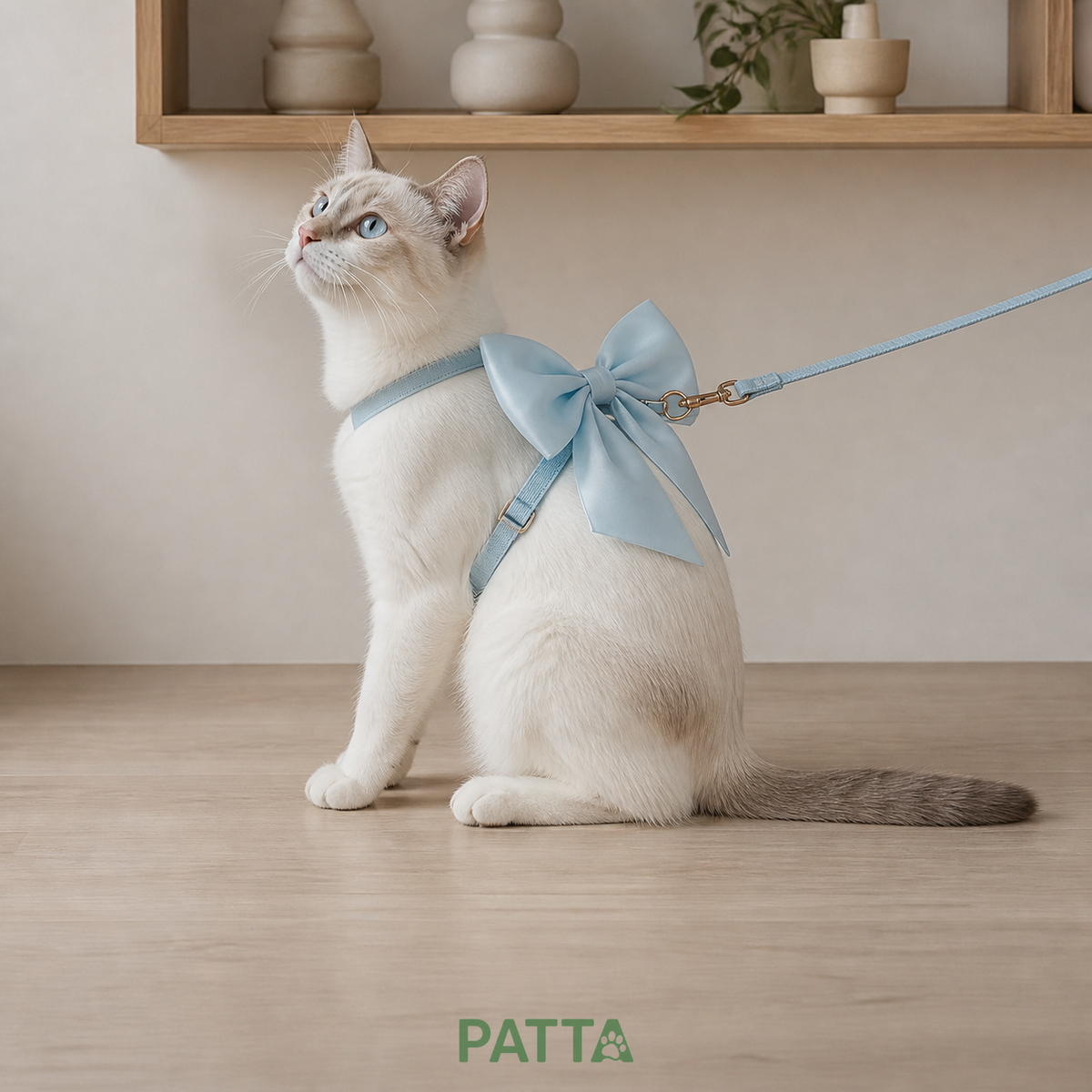 Peitoral Ajustável com Laço e Guia para Gatos