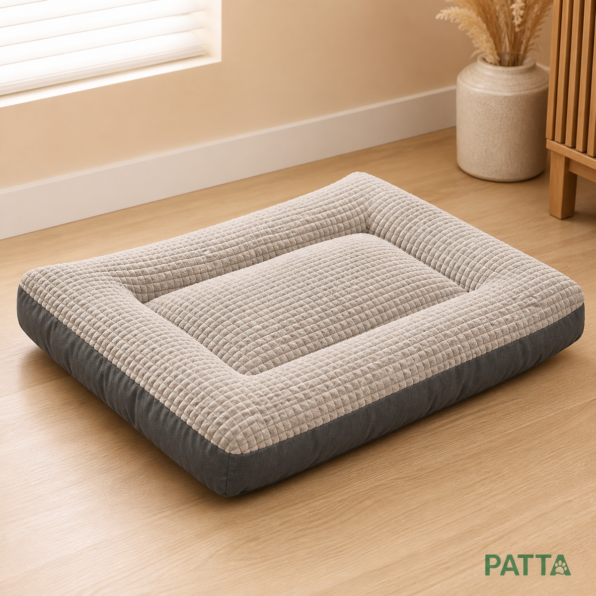Cama acolchoada de pelúcia PATTA cinza