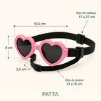 Óculos de Sol Pet em Formato de Coração com Proteção UV e Alça Ajustável