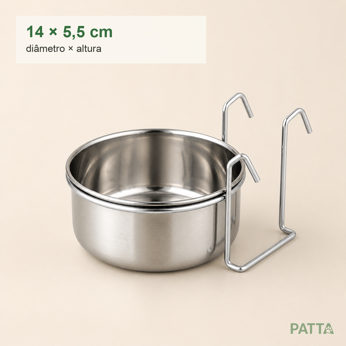 Comedouro Suspenso de Inox 14 × 5,5 cm