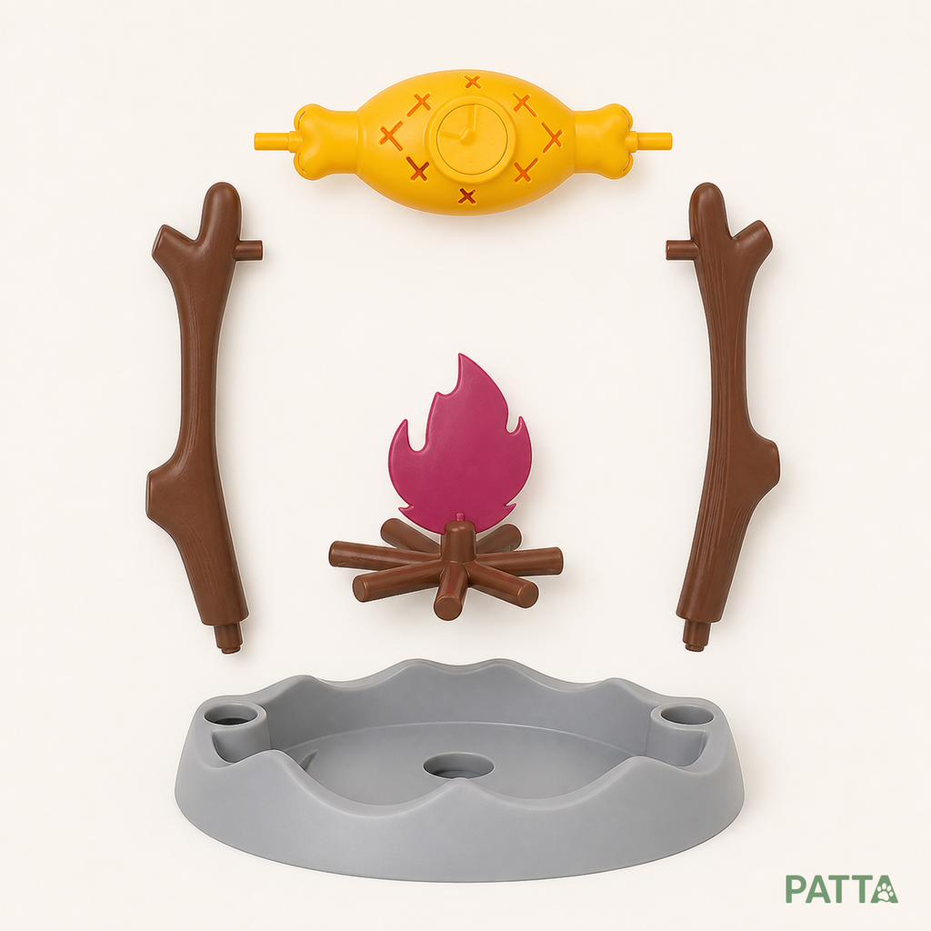Componentes do brinquedo interativo porta-petiscos PATTA