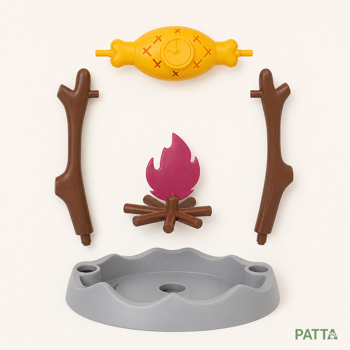 Componentes do brinquedo interativo porta-petiscos PATTA