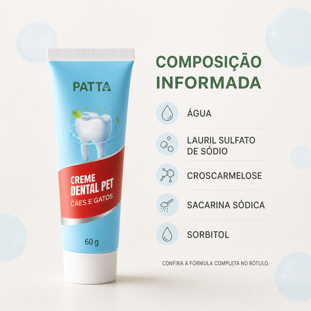 Composição informada do creme dental pet PATTA
