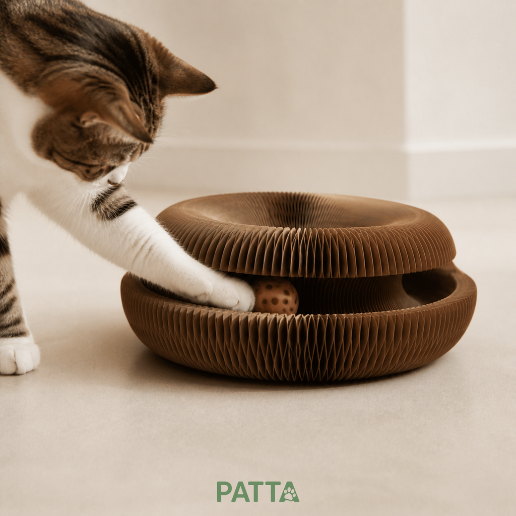 Arranhador Ajustável em Papelão com Bola para Gatos
