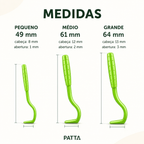 Medidas dos ganchos removedores de carrapatos PATTA