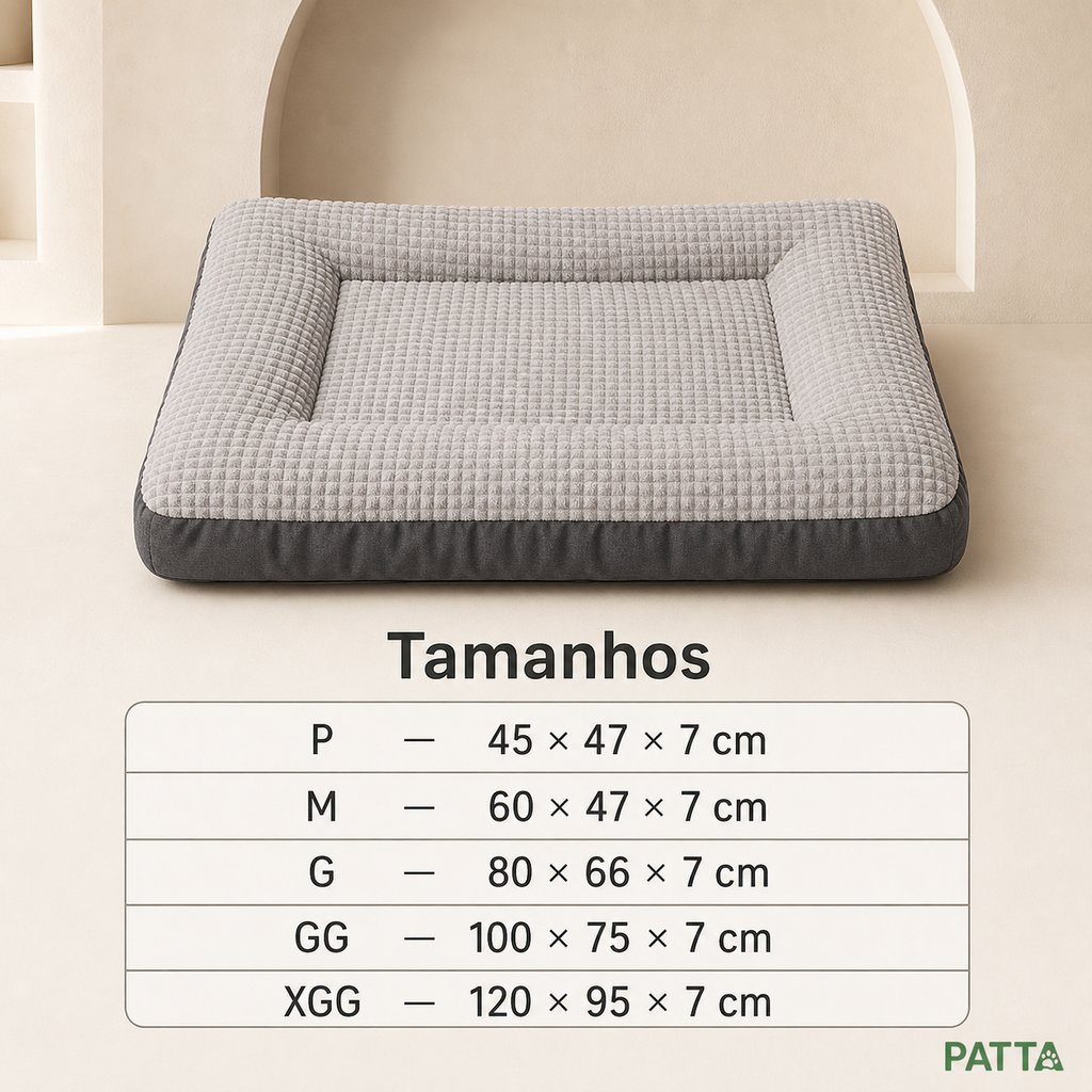 Medidas da cama acolchoada de pelúcia PATTA