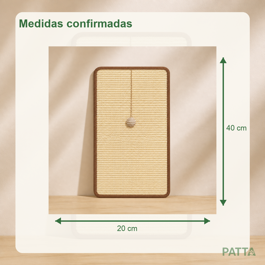 Medidas do Tapete Arranhador de Sisal para Gatos: 40 por 20 centímetros