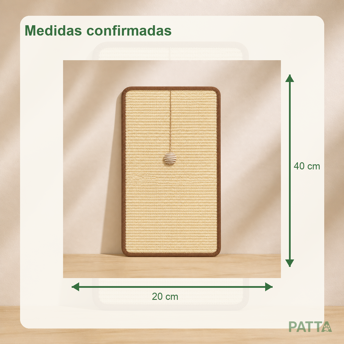 Medidas do Tapete Arranhador de Sisal para Gatos: 40 por 20 centímetros