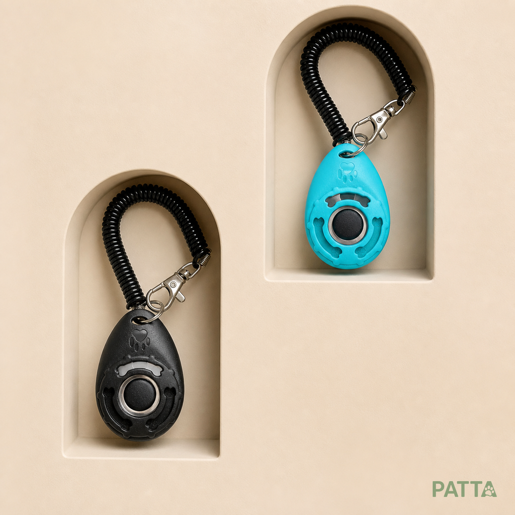 Clickers de Adestramento preto e azul-claro em nichos