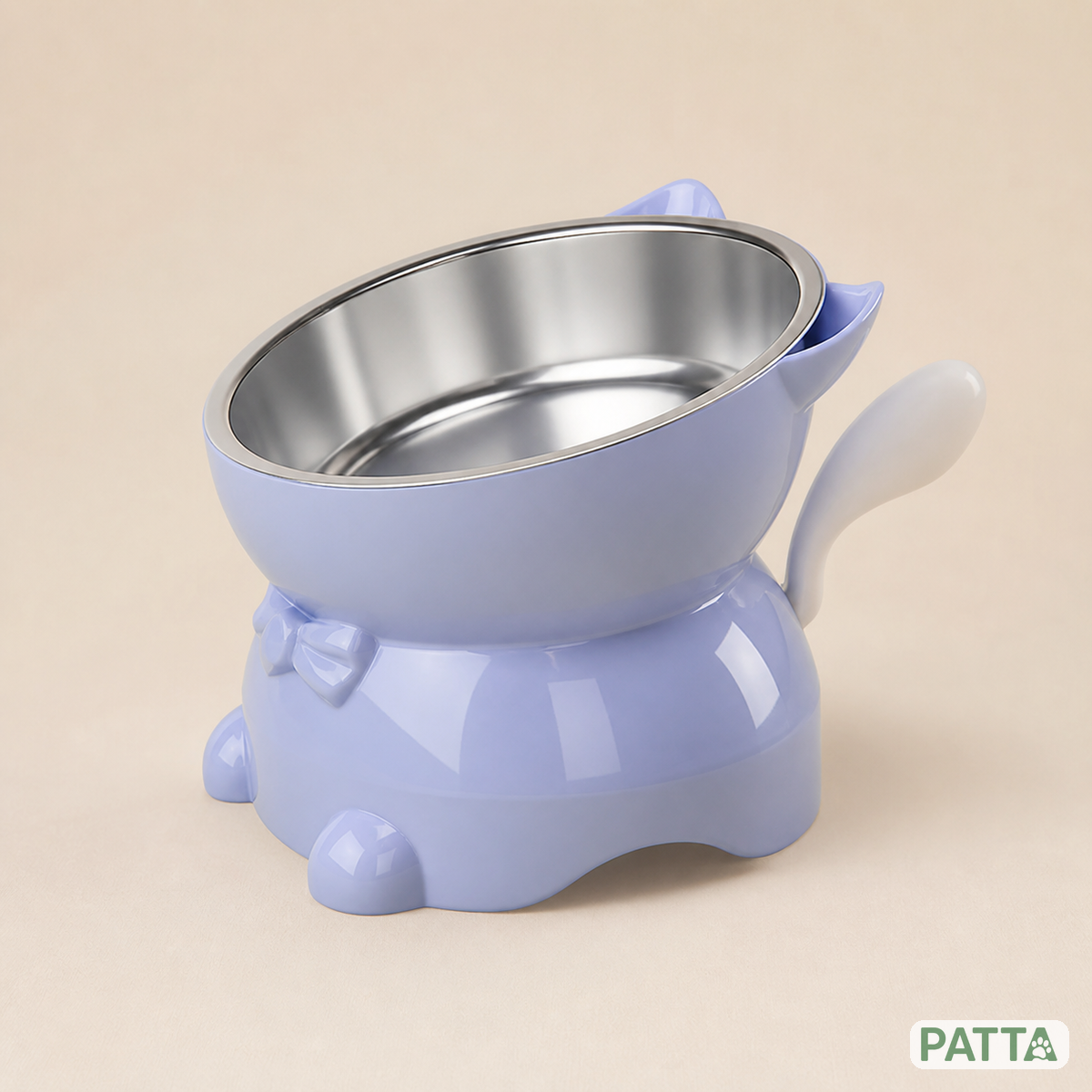 Comedouro elevado azul com tigela de inox PATTA