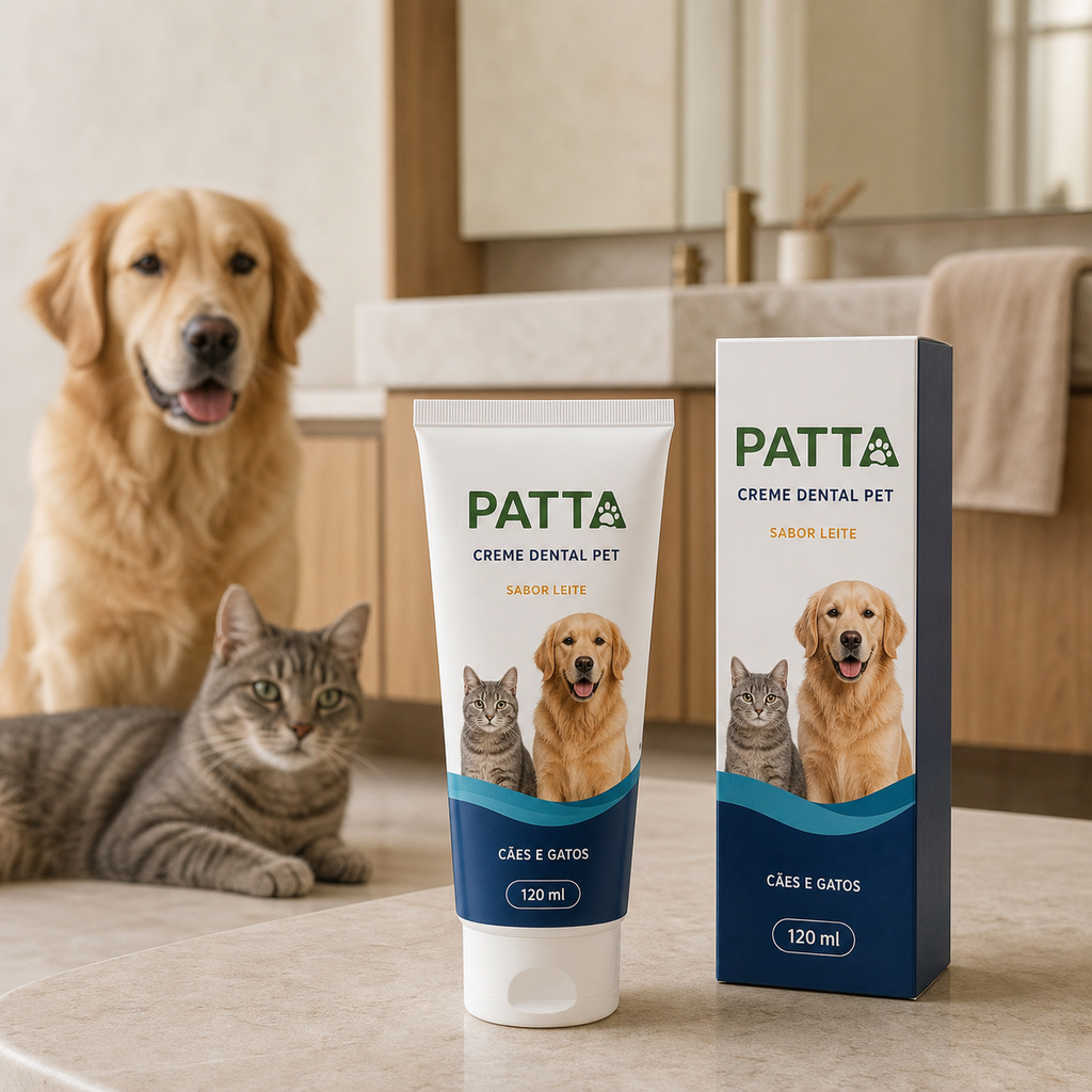 Creme dental pet PATTA indicado para cães e gatos