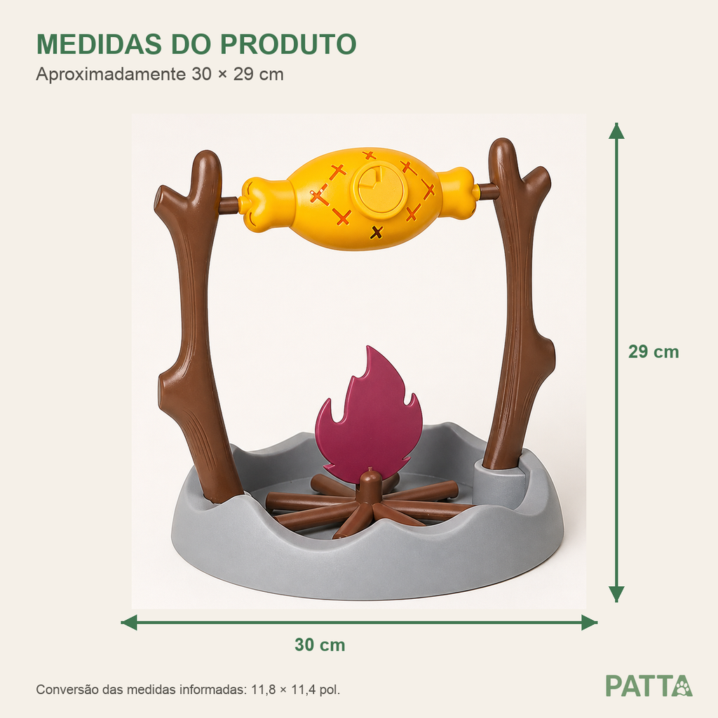 Medidas do brinquedo interativo porta-petiscos PATTA