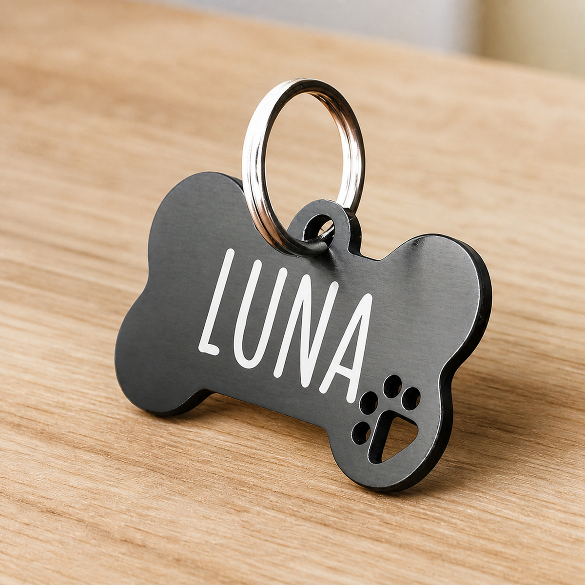Plaquinha de identificação personalizada preta