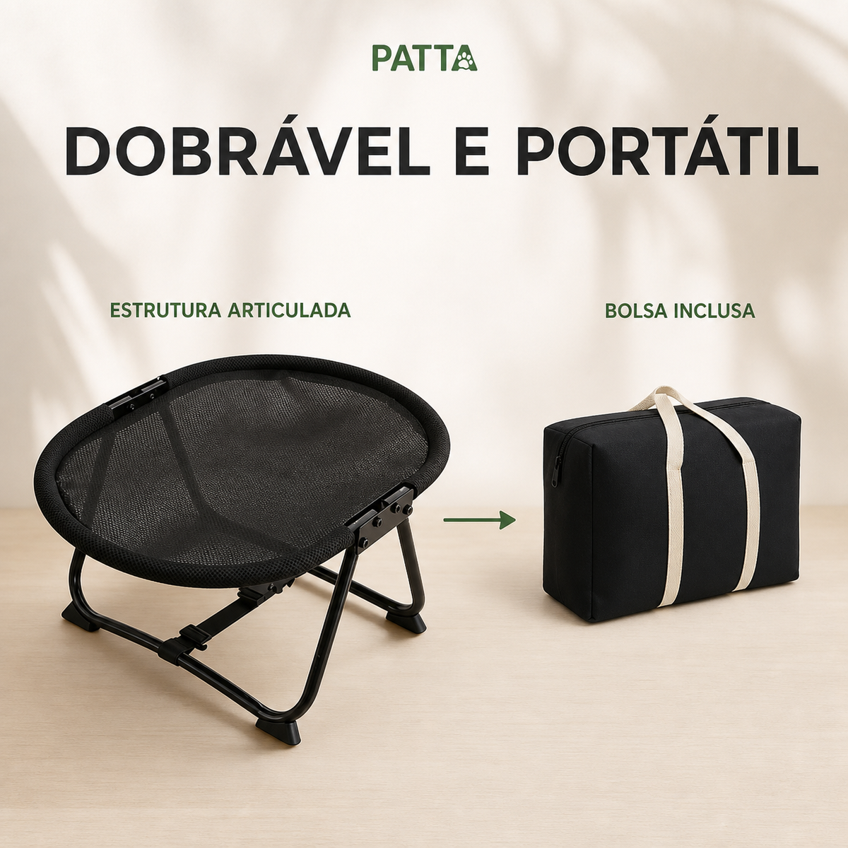 Cama elevada PATTA dobrável com bolsa inclusa