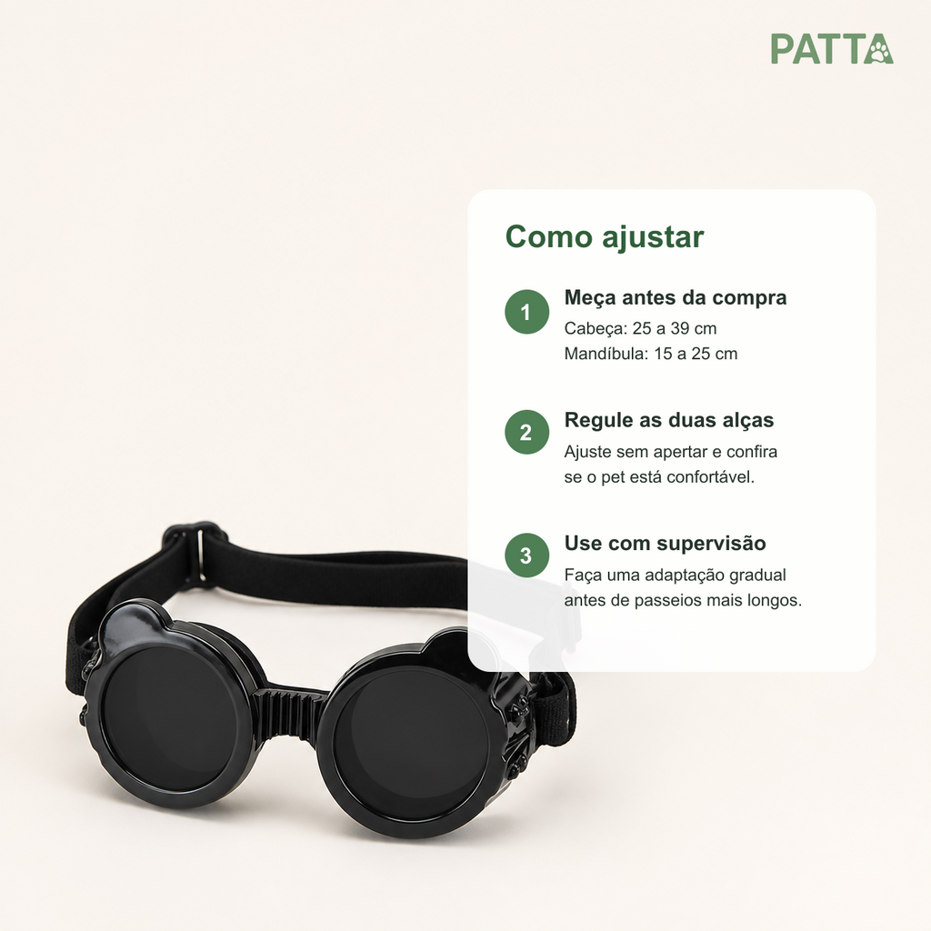 Óculos de Proteção UV com Ventilação e Alças Ajustáveis para Pets