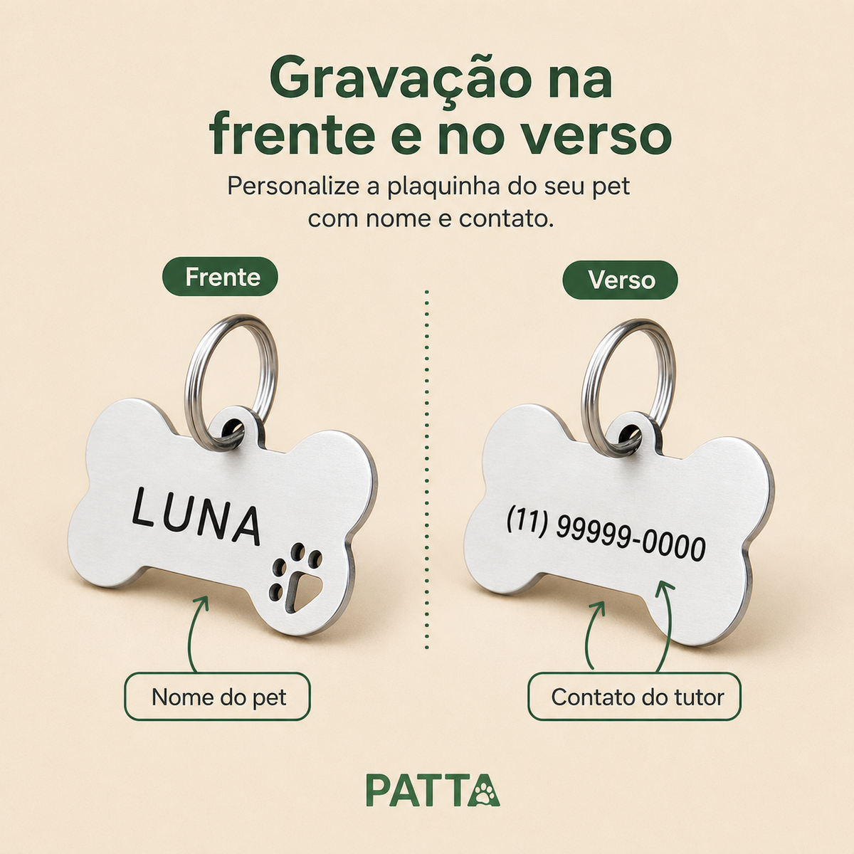 Personalização da plaquinha de identificação PATTA