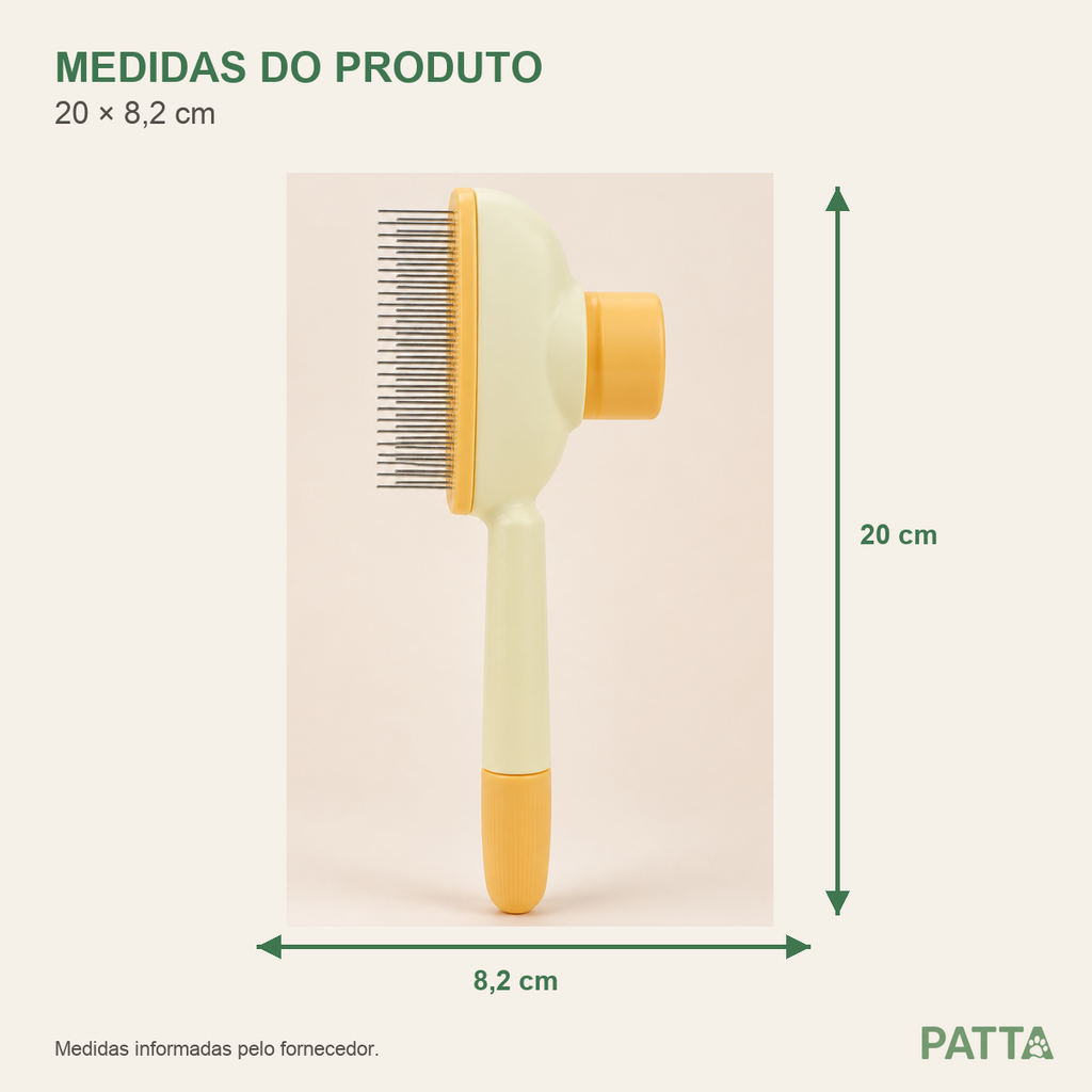 Medidas da escova autolimpante PATTA