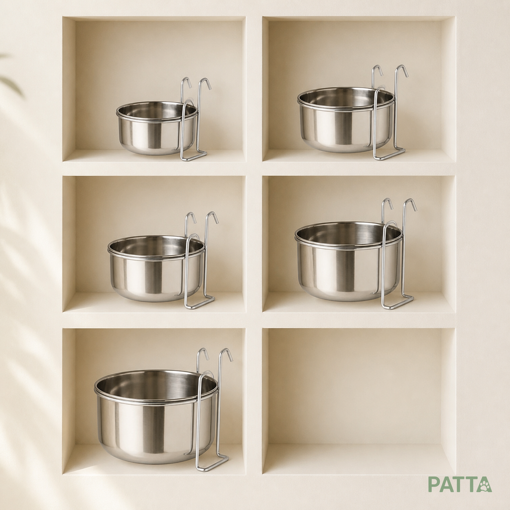 Comedouros Suspensos de Inox em diferentes tamanhos nos nichos