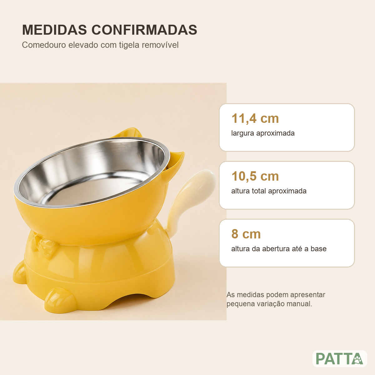 Medidas do comedouro elevado PATTA