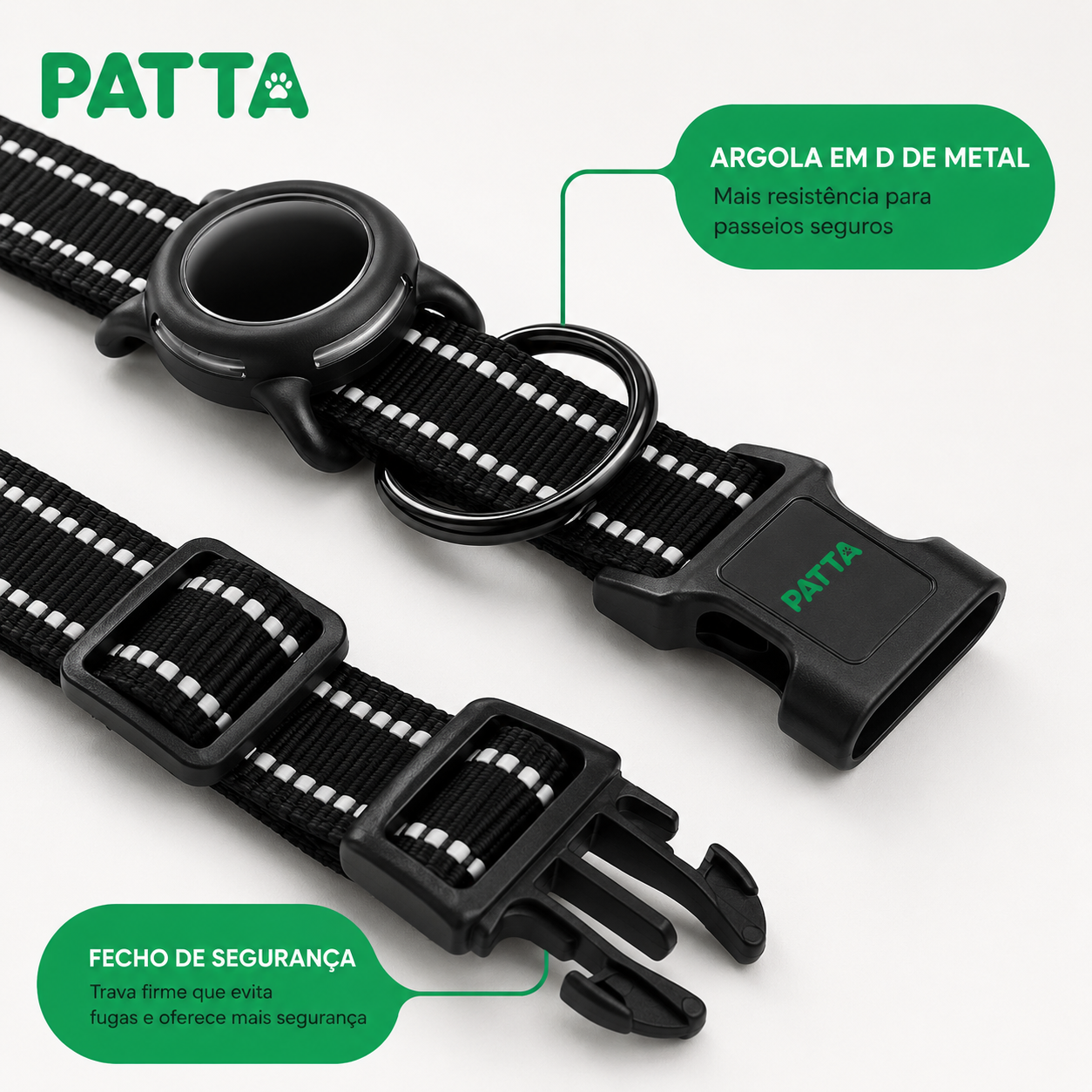 Coleira Premium para Cães com Case para AirTag