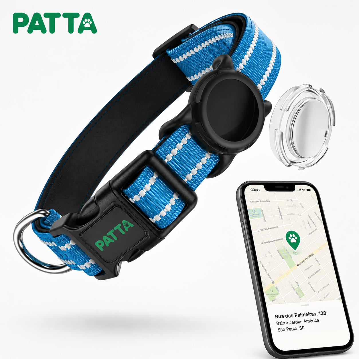 Coleira Premium para Cães com Case para AirTag