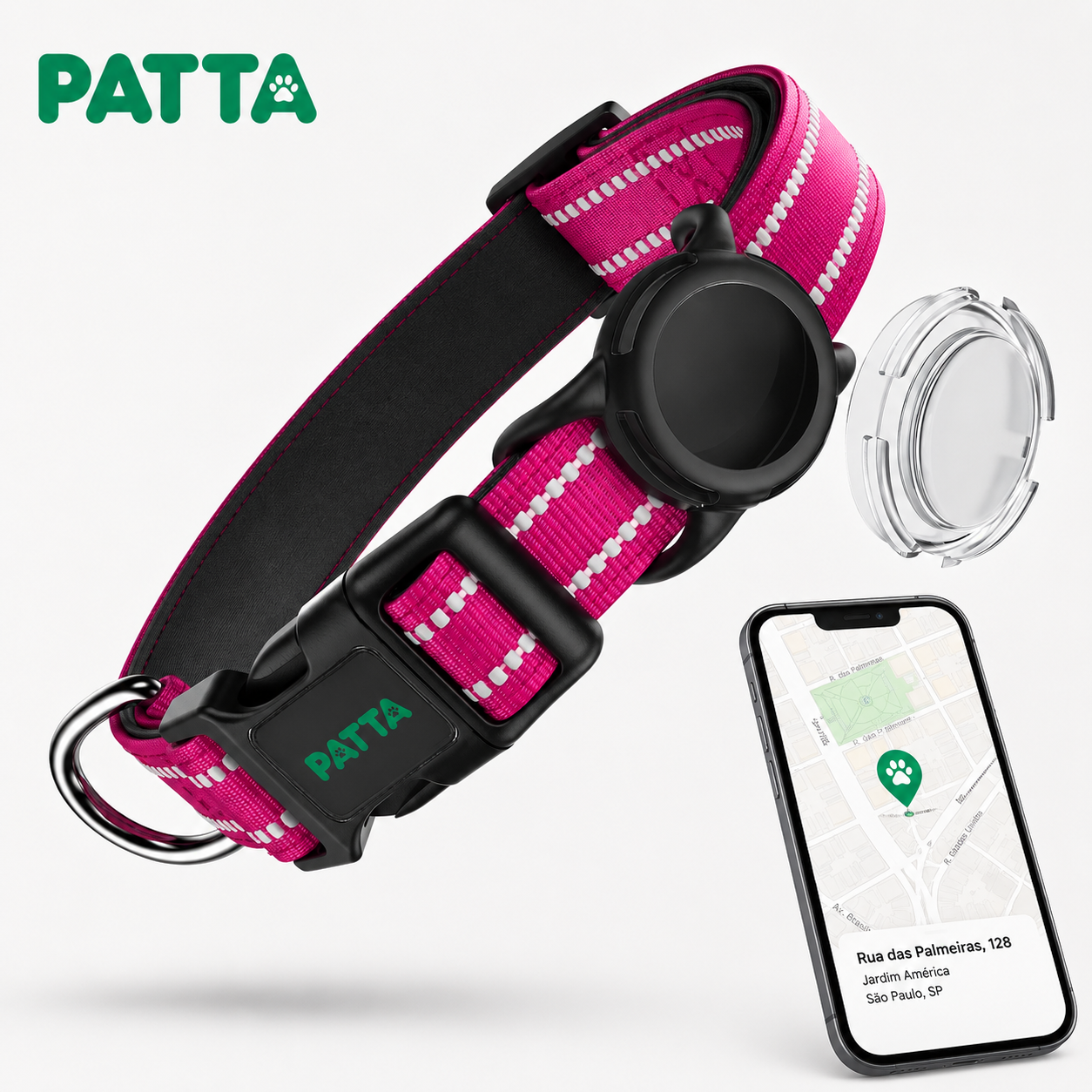 Coleira Premium para Cães com Case para AirTag