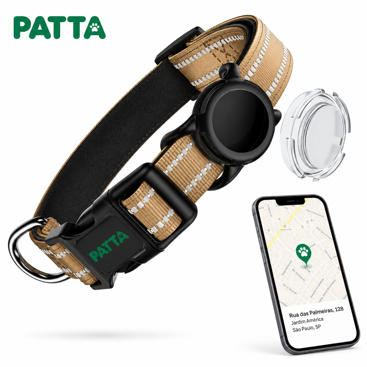 Coleira Premium para Cães com Case para AirTag