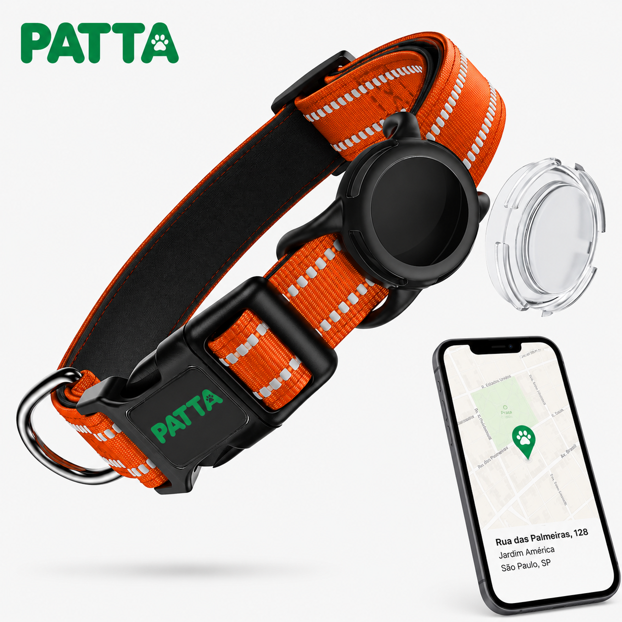 Coleira Premium para Cães com Case para AirTag