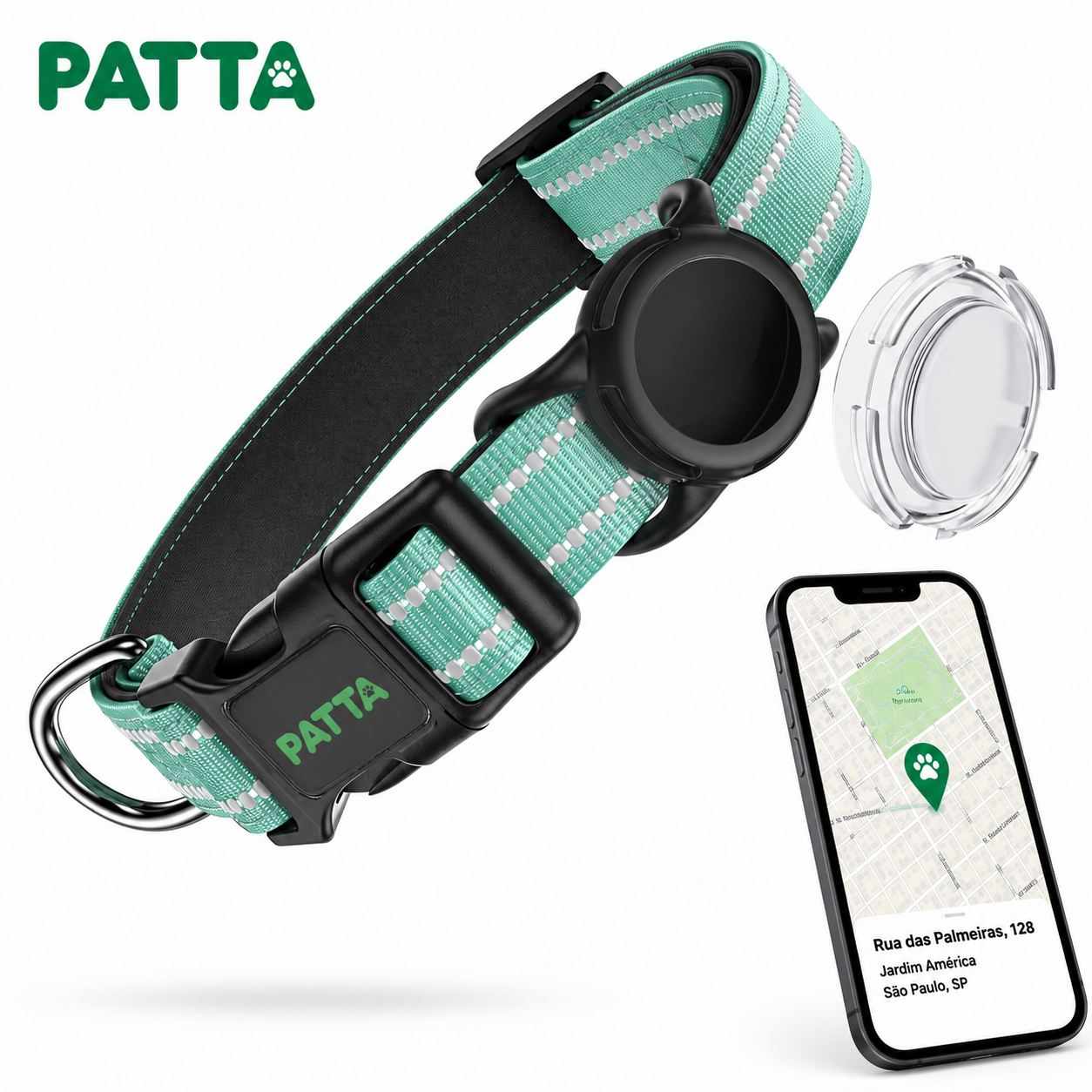 Coleira Premium para Cães com Case para AirTag