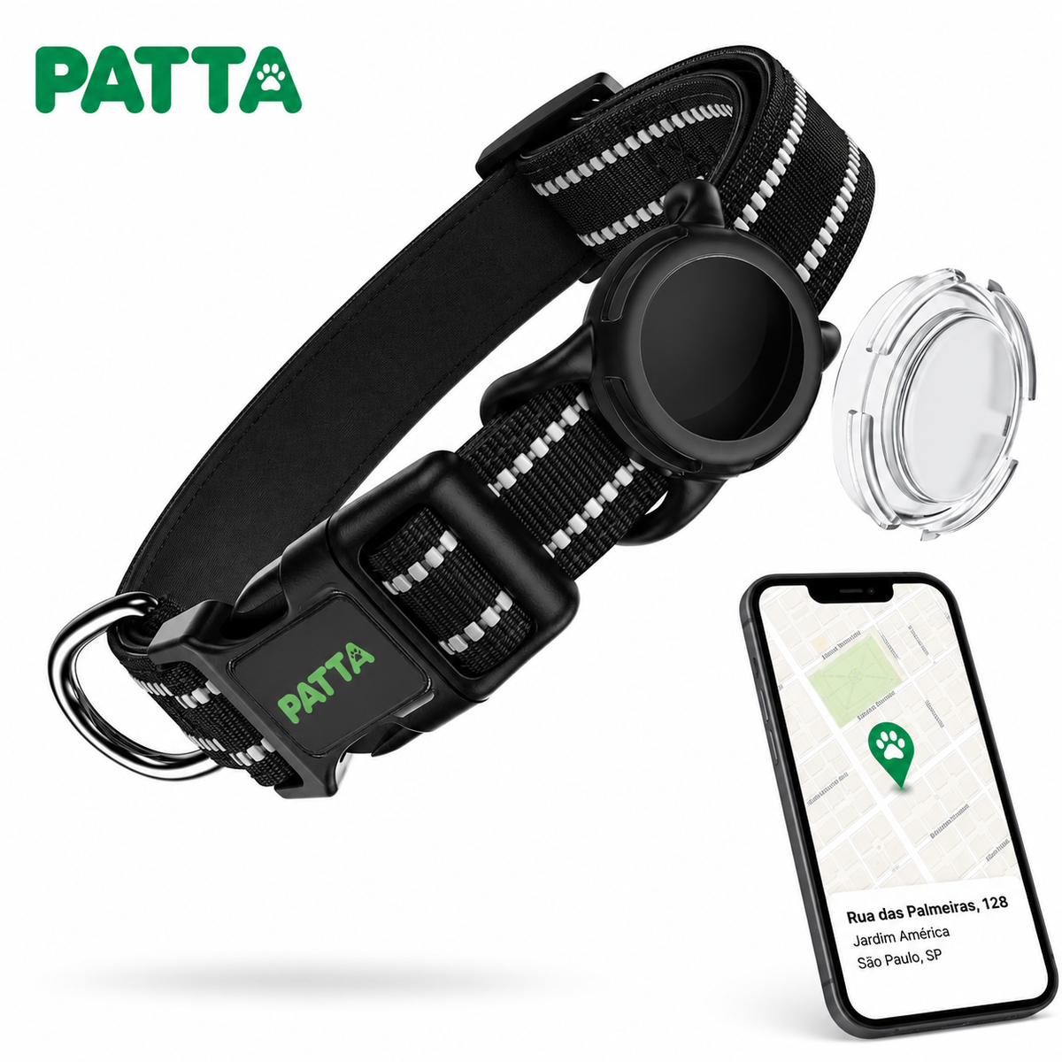Coleira Premium para Cães com Case para AirTag