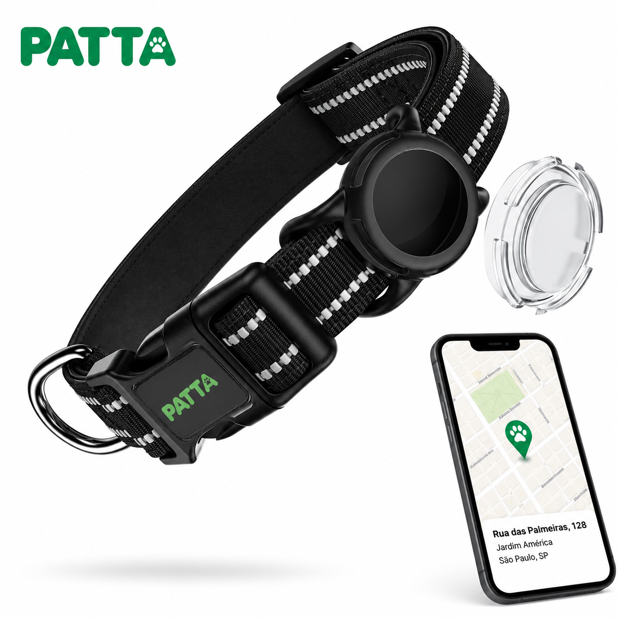 Coleira Premium para Cães com Case para AirTag