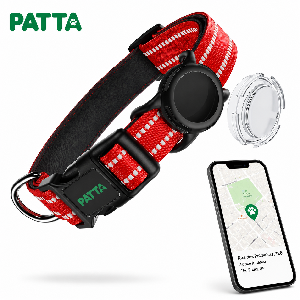 Coleira Premium para Cães com Case para AirTag