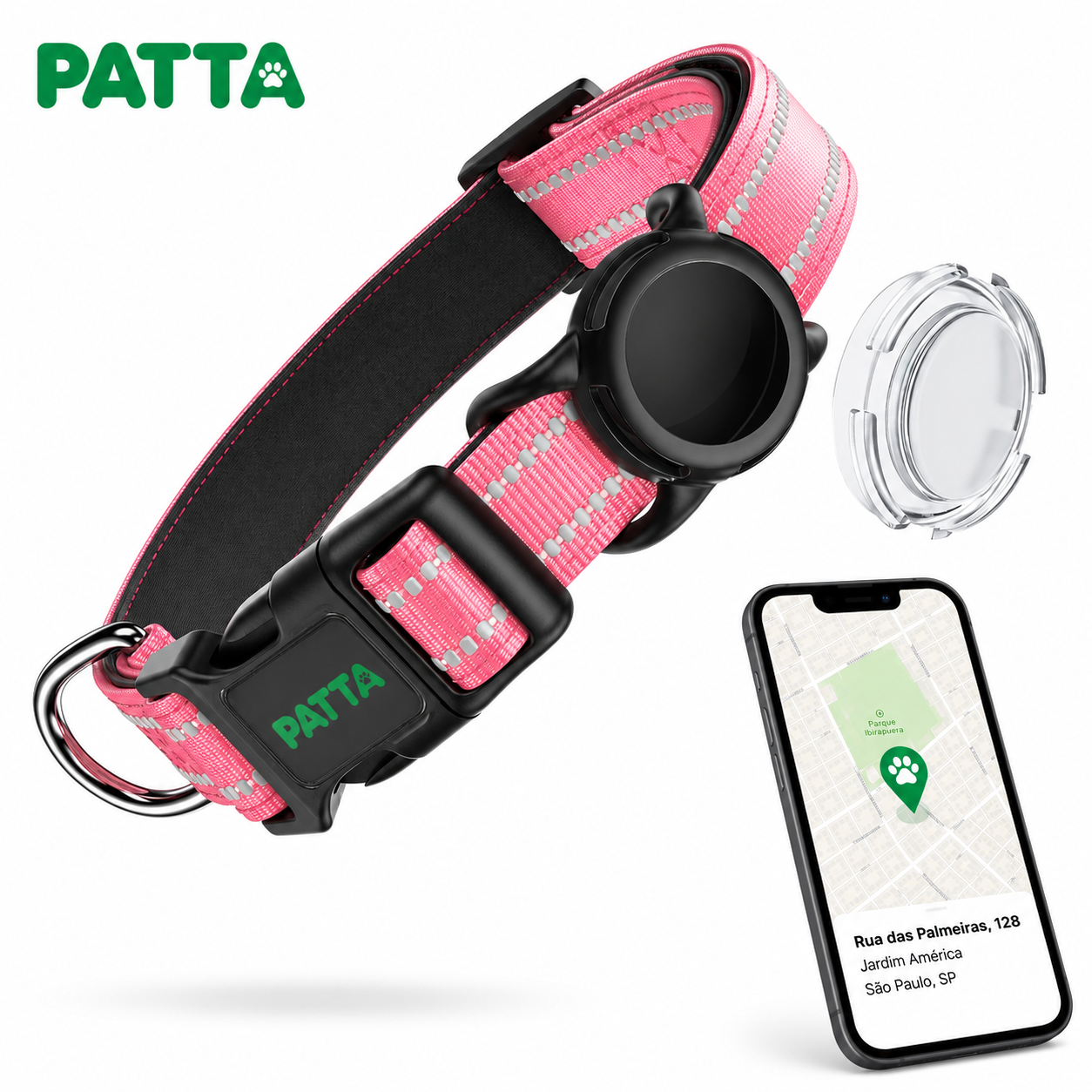 Coleira Premium para Cães com Case para AirTag
