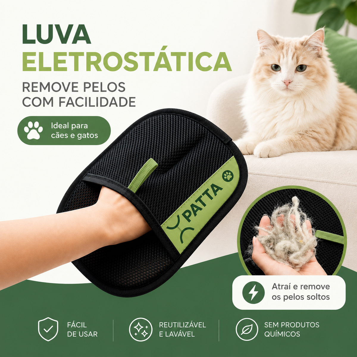 Luva 2 em 1 Removedora de Pelos para Pets