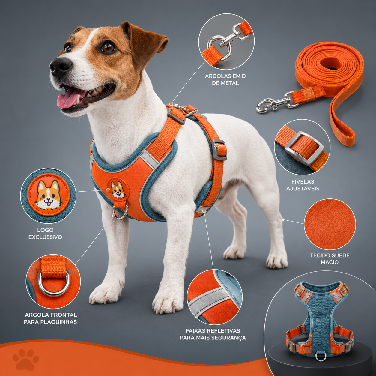 Peitoral Premium Ajustável para Cães e Gatos