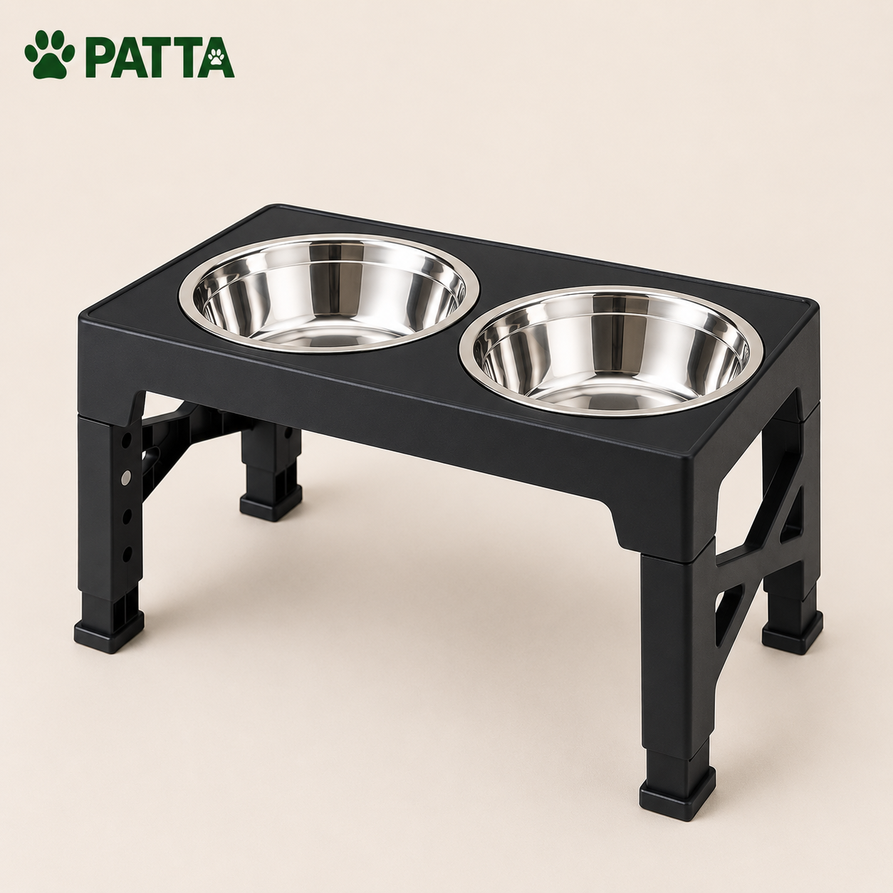 Comedouro Elevado Ajustável com Tigelas em Inox para Pets