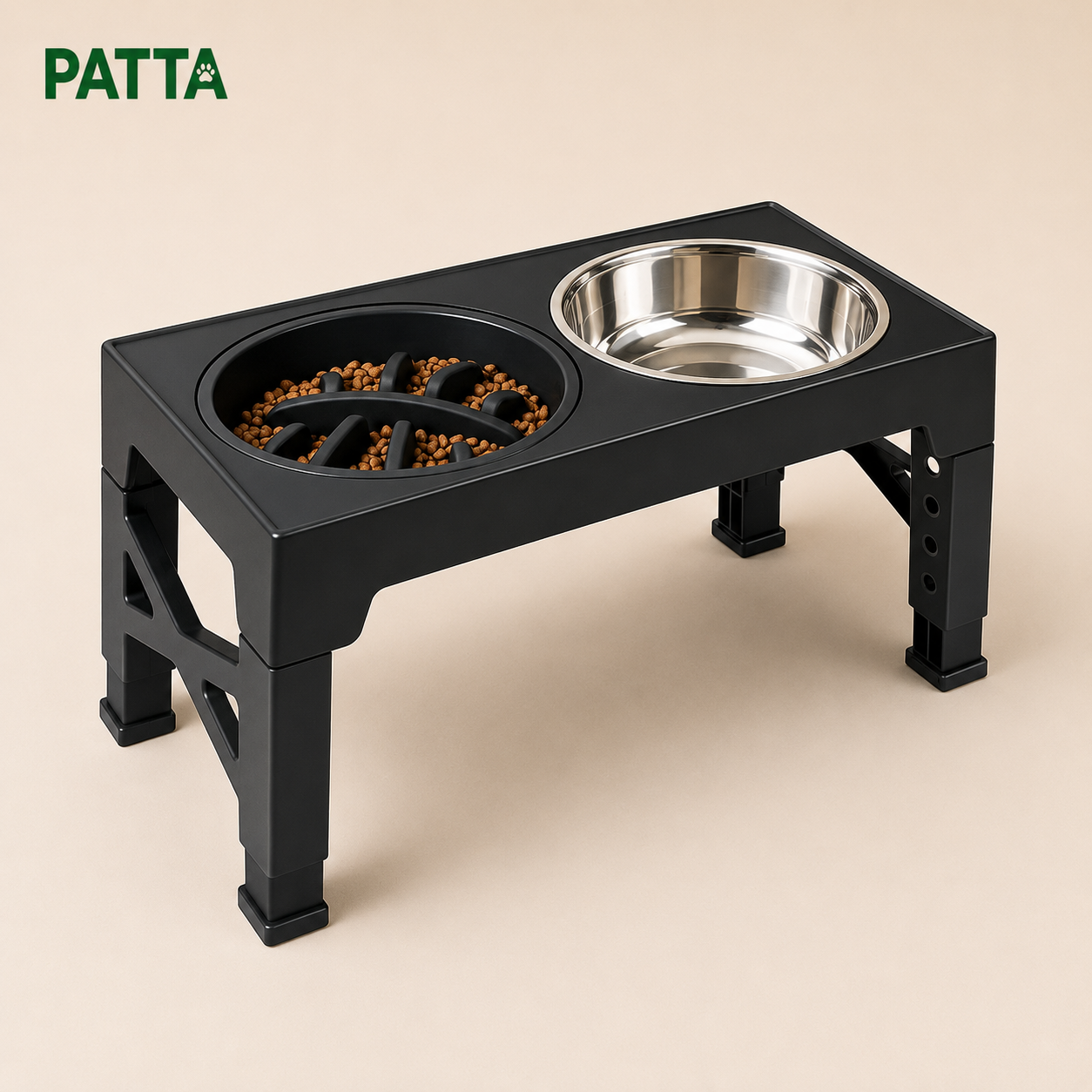 Comedouro Elevado Ajustável com Tigelas em Inox para Pets
