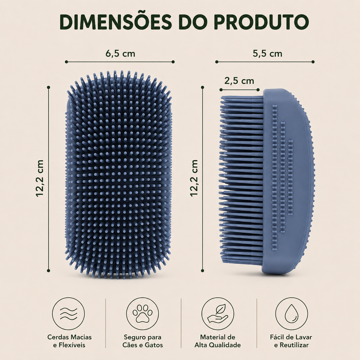 Escova de Banho 3 em 1 para Cães e Gatos