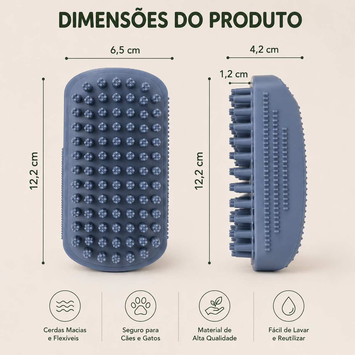 Escova de Banho 3 em 1 para Cães e Gatos