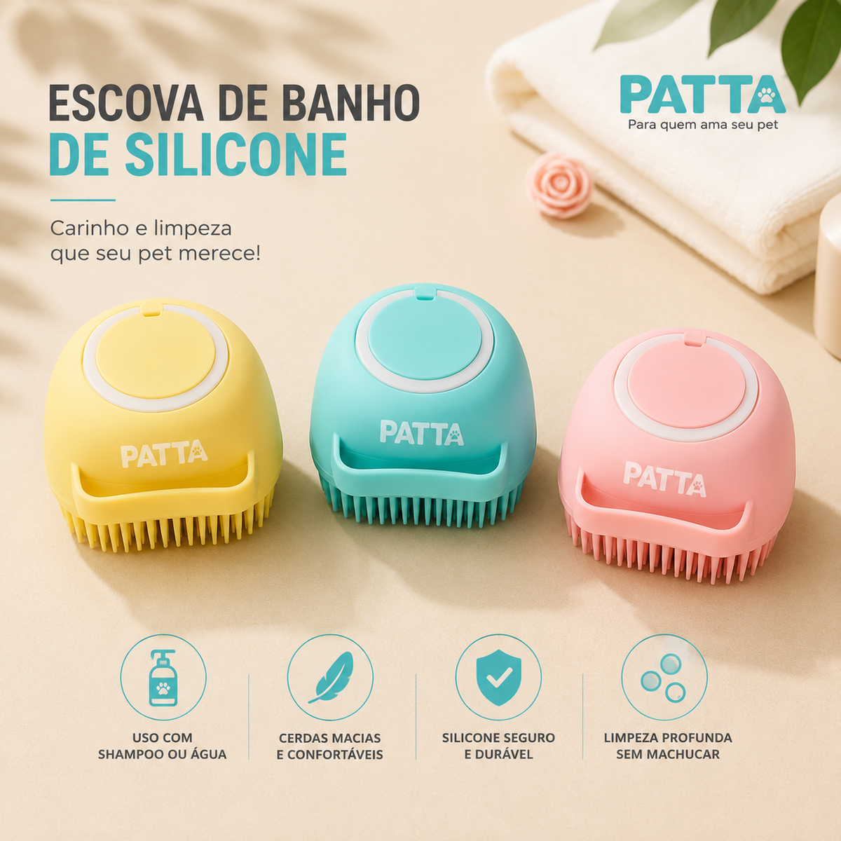Escova Massageadora de Silicone para Pets